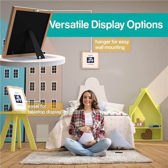 Baby Sonogram Keepsake Picture Frame, Large 10”x10” Rustic Wood  Frame - Picture 4 of 7